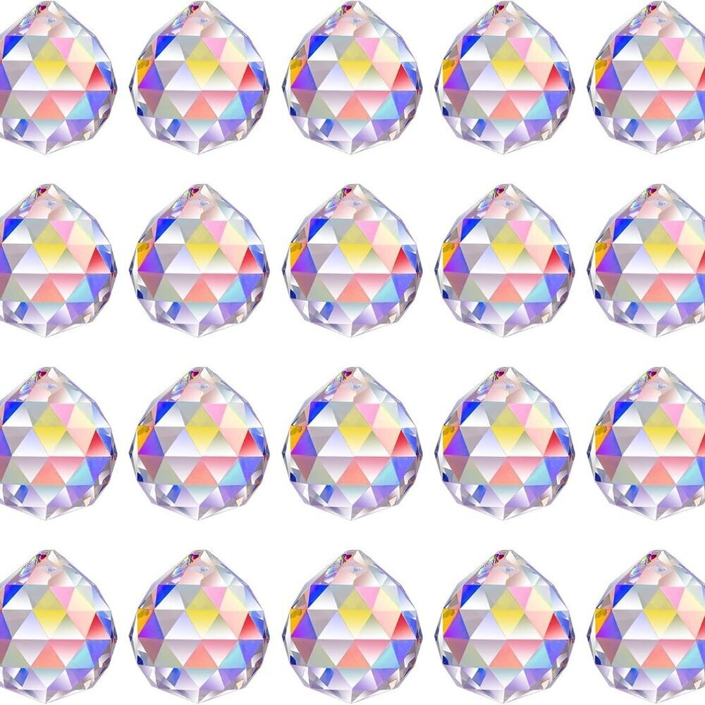 30mm/1.18" 20pack Crystal Ball Prism Sunshine Catcher Rainbow Pendants Maker, Ha